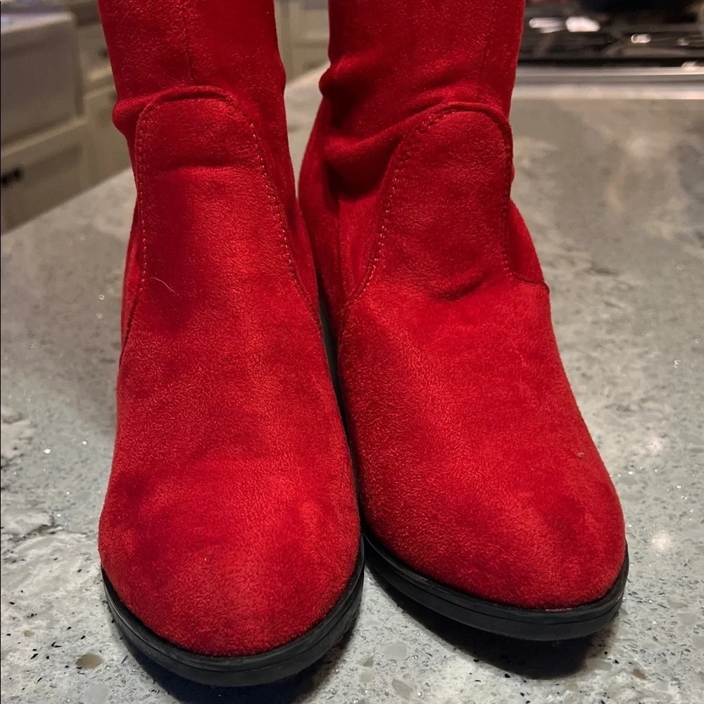 Red Suede Over-the-Knee Boots Size 6.5